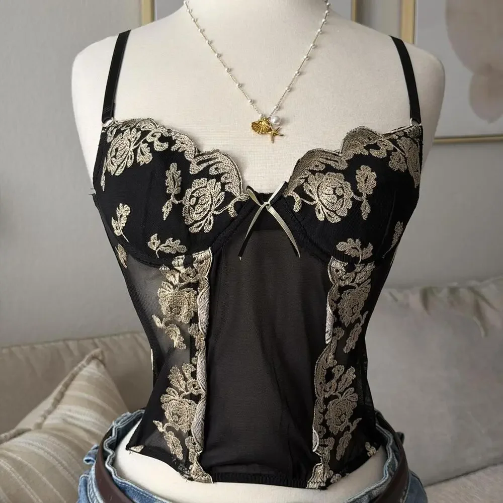 Black Lace Mesh Corset Top (Jennyfer Paris) - Picture 3 of 5